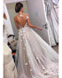 Sexy Backless Tulle Wedding Dress with Butterflies A-line Bridal Wedding Gowns Real Photos